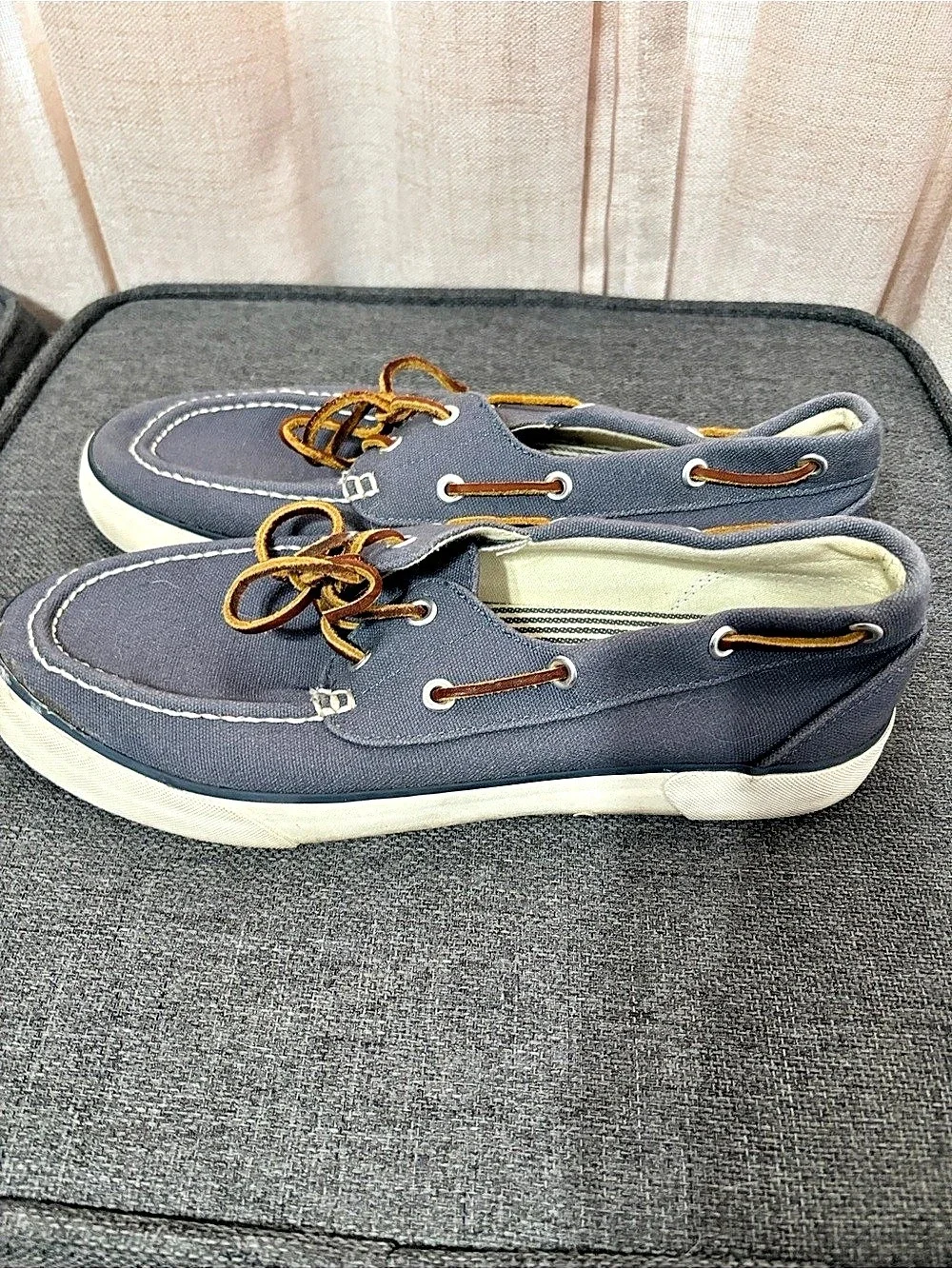 Polo Ralph Lauren Sander Canvas Boat Shoes Blue & White US 9.5 D